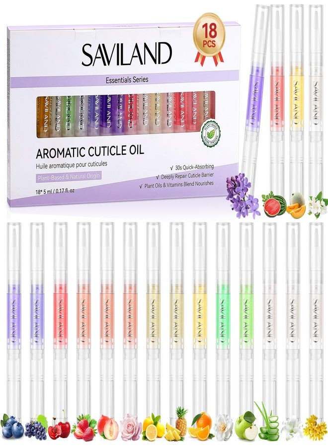 SAVILAND Natural Cuticle Oil Pen: 18 PCS Plant-Based Cuticle Oil for Nails Quick-Absorbing Nail Oil Pen with Vitamin E Deeply Repair Cuticle Softener For Damaged Dry Nails Nourish Skin Nail Care - Image 1